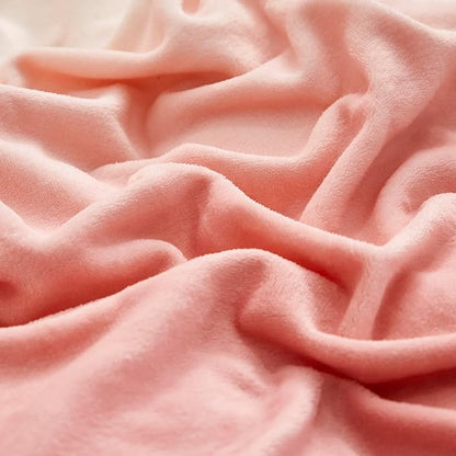 Pink White Gradient Comforter Set Full Pink Velvet Bedding Comforter Modern Plain White and Pink Gradient Soft Quilt Farmhouse Flannel Comforter Girls Women Warm Full Bed Comforter