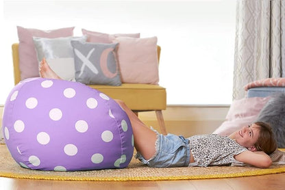 Aubliss Stuffed Animal Bean Bag Storage Chair, Beanbag Covers Only for Organizing Plush Toys, Turns into Bean Bag Seat for Kids When Filled, X-Large 48"-Canvas Dot Light Purple