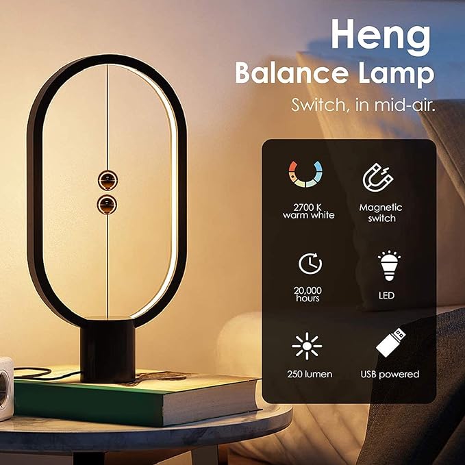 01 Heng Balance Lamp, Smart Magnetic Balance Lamp Magnetic Desk Lamp USB Powered Night Light LED Warm Eye-Care Lamp for Office Bedroom Living Room