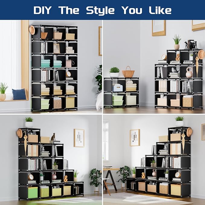 Mavivegue Book Shelf, 18 Cube Storage Organizer, DIY Bookcase, Metal Cube Bookshelf, Cubbies Closet Storage Organizer Shelves for Bedroom,Living Room,Home,Office