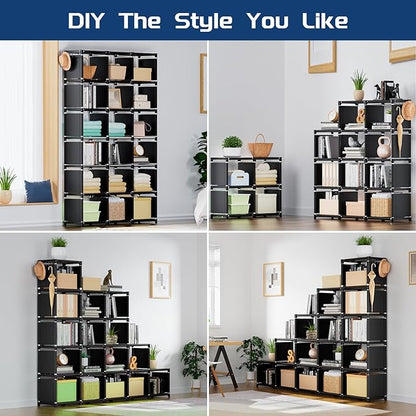 Mavivegue Book Shelf, 18 Cube Storage Organizer, DIY Bookcase, Metal Cube Bookshelf, Cubbies Closet Storage Organizer Shelves for Bedroom,Living Room,Home,Office
