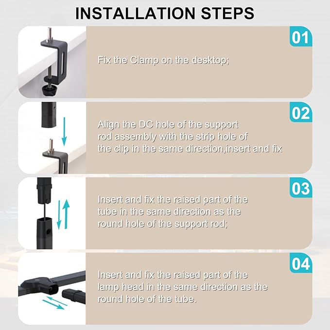 LED Desk Lamp for Home Office 24W Double Head Table Light with Clamp, Touch and Remote Control, 10 Lighting Modes Ultra Bright Desktop Lamp for Workbench Drafting Reading Study