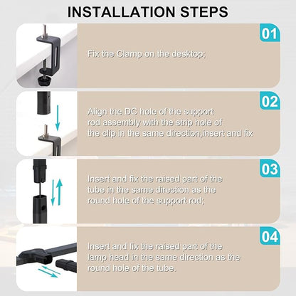 LED Desk Lamp for Home Office 24W Double Head Table Light with Clamp, Touch and Remote Control, 10 Lighting Modes Ultra Bright Desktop Lamp for Workbench Drafting Reading Study