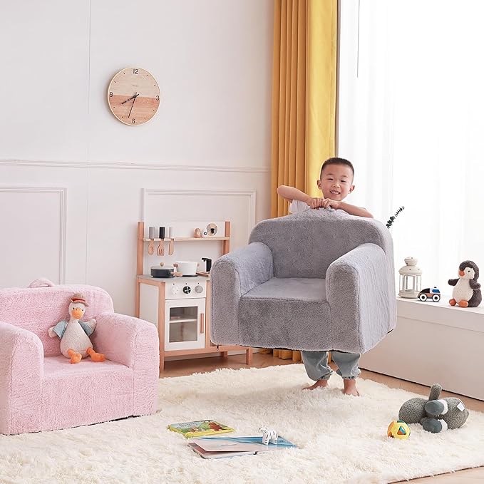 Tiita Kids Sofa, Chirldren Couch with Carrying Handle & Side Pockets, Kids Foam Chair, Toddler Armrest Chair,Kids Read Sofa for Girl Or Boy(Ball)