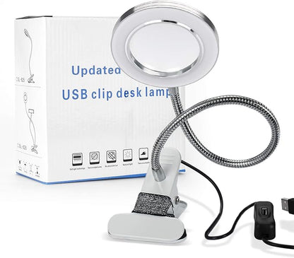 JimKing Magnifying Lamp, Tattoo Light Desk Lamp, LED Book Light with Clip, USB Bed Lamp for Reading, Tattoo, Make Up, Manicure