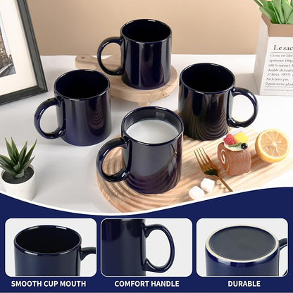 BYCNZB 22oz Super Large Ceramic Coffee Mugs Large Handles Set of 4 (Cobalto)