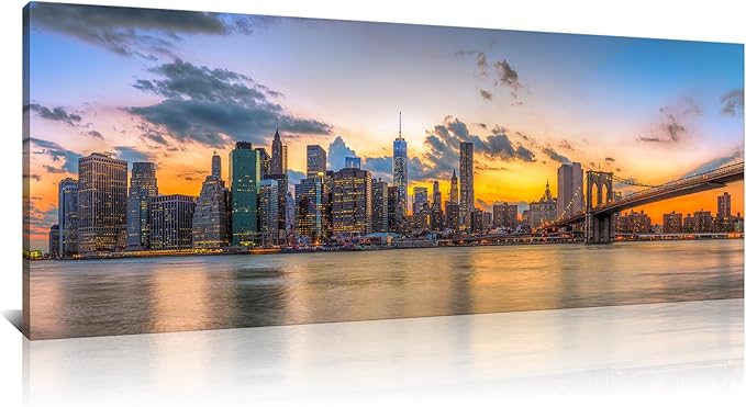 Kalormore New york City Skyline Canvas Wal Art Brooklyn Bridge Picture for Wall