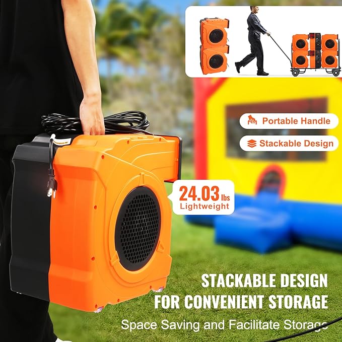 VEVOR Inflatable Blower, 1500W, 2 & 2.1 HP Bounce House Blower, Pump Commercial Air Blower for Inflatables, 3100 RPM Bouncy Castle Electric Fan Perfect for Bounce House