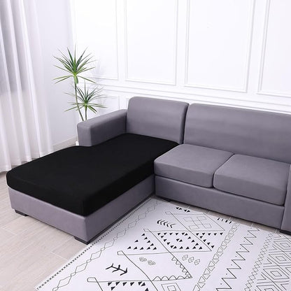 hyha Waterproof Sectional Couch Covers, Non Slip Sofa Couch Cushion Covers L Shape, Thick Stretch Jacquard Fabric, Washable Sofa Slipcovers with Elastic Bottom (1 Piece for Chaise XL, Black)