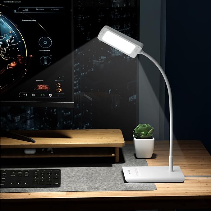 TROND LED Desk Lamp for Home Office, 3 Color Modes 7 Brightness, Dimmable Table Lamp, Eye Caring Reading Light, Gooseneck, Touch Control, 900LM Bright Desk Light for Study Task Dorm Room Essentials