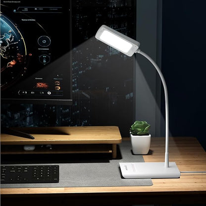 TROND LED Desk Lamp for Home Office, 3 Color Modes 7 Brightness, Dimmable Table Lamp, Eye Caring Reading Light, Gooseneck, Touch Control, 900LM Bright Desk Light for Study Task Dorm Room Essentials