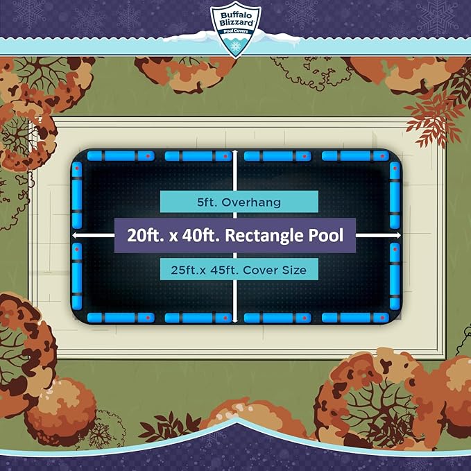 Buffalo Blizzard Economy 20 ft x 40 ft Rectangular Winter Pool Cover | Black/Blue | Closing Inground Swimming Pools | Easy to Install | Heavy Duty, Cold & UV Resistant | Shields from Seasonal Debris