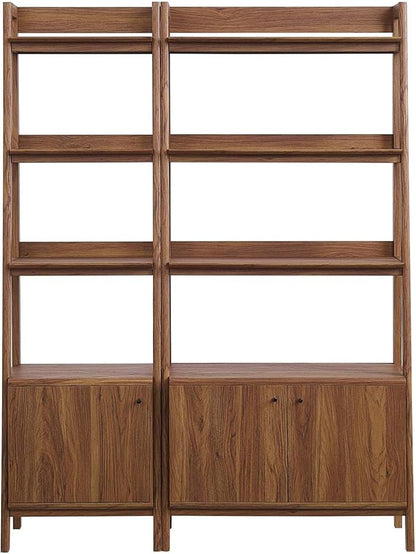 Modway Bookshelf Display Cases in Walnut - Set of 2