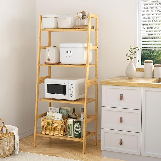 4-Tier Bamboo Ladder Shelf