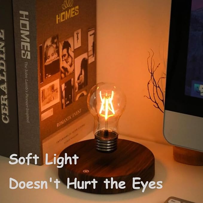 Magenetic Levitating Lamp, Floating Light Bulb, Auto Rotating LED Table Lamp Night Light for Home/Room/Office Decor