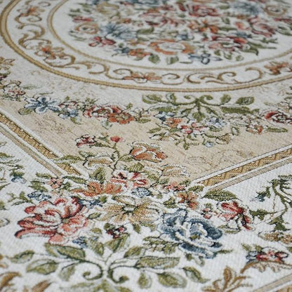 Home Collection Floral Area Rugs Rural Rose Design Accent Carpet for Living Room/Dining Room Floo, 6′6″ × 9′6″, Beige Garden