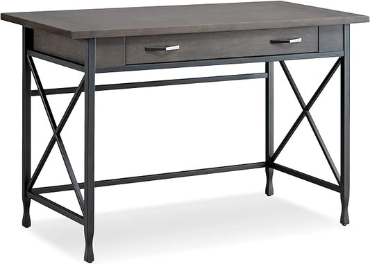 Leick Home 23400 Chisel & Forge Writing Computer Desk with Drop Front Keyboard Drawer, Smoke Gray and Matte Black