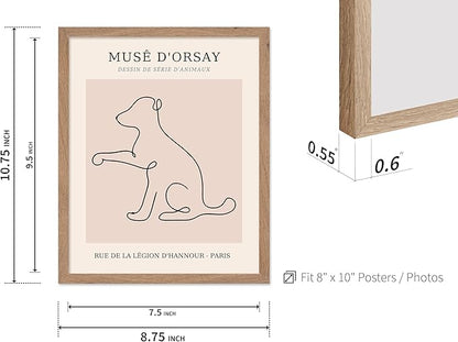 Poster Master Vintage Poster - Retro One Line Dog Drawing Print - Dog Art - Minimal Gift for Men, Women, Animal Lover - Abstract Wall Decor for Home, Office, Bedroom, 8x10 Beige Framed