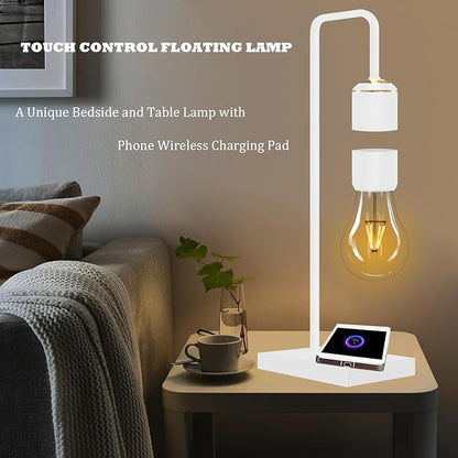 Magnetic Levitating Lamp with Phone Wireless Charging Pad 24.5" Floating White Table Lamp Nightstand Lamp Bedside Lamp White Lamp for Bedrooms & Living Room Christmas Gift Home Decoration