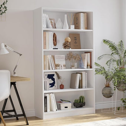Farini 5 shelf boockase Display Bookcase Freestanding Wooden Bookshelves for Home Office Living Room,60 Inch Height,White