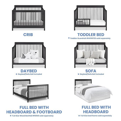Delta Children Brooks 6-in-1 Convertible Crib - Greenguard Gold Certified, Midnight Grey