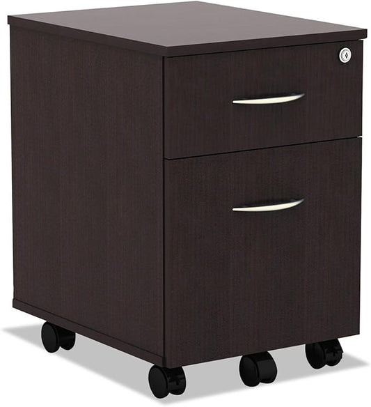 Alera ALEVABFES Valencia Series 15.88 in. x 19.13 in. x 22.88 in. Mobile Box/File Pedestal - Espresso