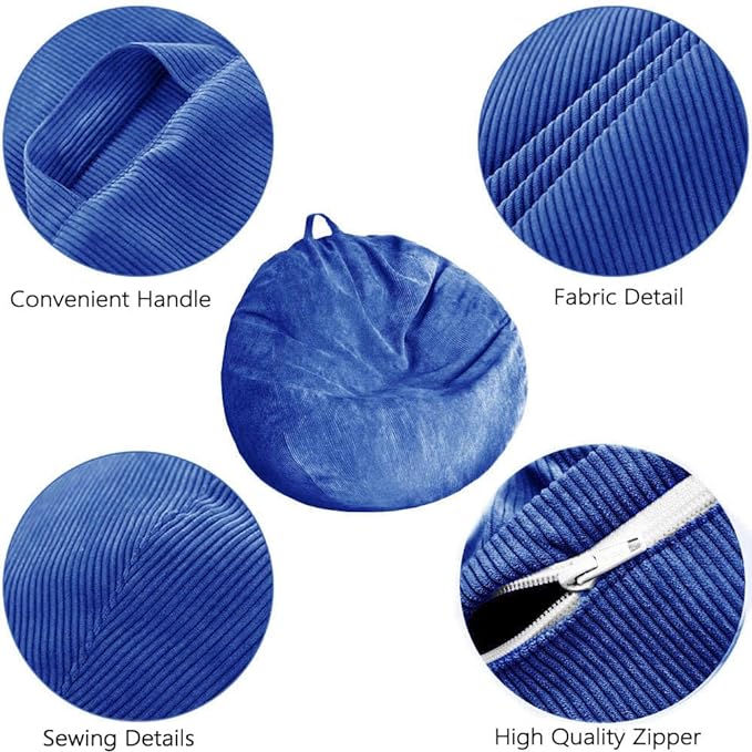 Bean Bag Chair Cover (No Filler) Stuffed Animal Storage Bean Bag Cover Pets Dogs/Cats Lazy Beds. Washable Ultra Soft Corduroy Stuffed for Organizing Plush Toys or Textile, Sack Bean Bag