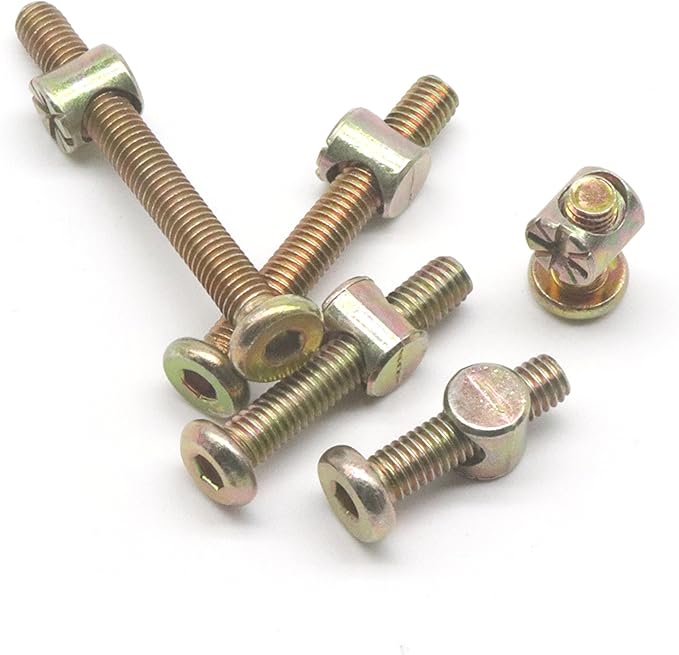Baby Bed Screws Bolts Kit, cSeao M6 Hex Drive Socket Cap Bolts Barrel Nuts Assortment Kit, M6 x 15mm/ 25mm/ 35mm/ 45mm/ 55mm for Crib Cot Chairs, 100pcs Zinc Plated