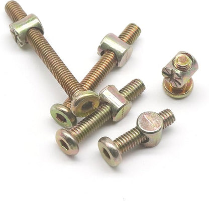 Baby Bed Screws Bolts Kit, cSeao M6 Hex Drive Socket Cap Bolts Barrel Nuts Assortment Kit, M6 x 15mm/ 25mm/ 35mm/ 45mm/ 55mm for Crib Cot Chairs, 100pcs Zinc Plated
