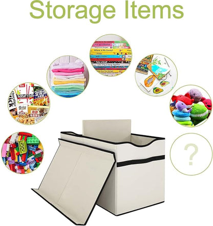 Toy Box Chest, Collapsible Sturdy Storage Bins with Lids, Extra Large Kids Toy Storage Organizer Boxes Bins Baskets for Kids, Boys, Girls, Nursery Room, Playroom, Closet (New Beige)