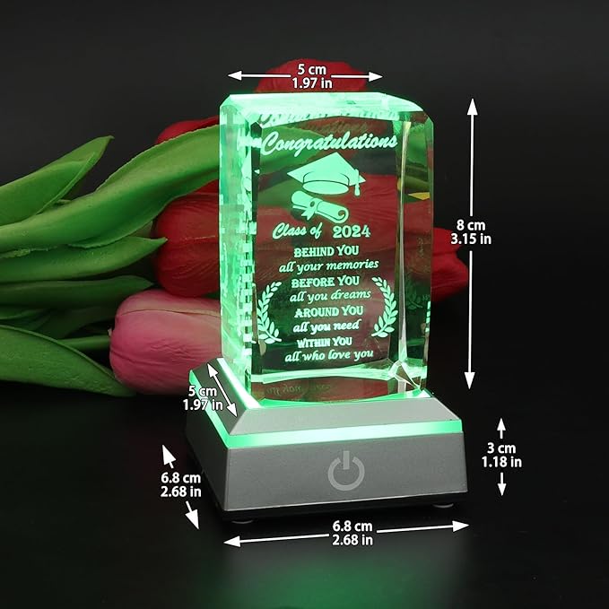 Movdyka Graduation Gifts for Her Him 2026 Unique - 3D Layser Engraved Class of 2026 with Base, High School College Graduation Gift Ideas for Women Men Girls Daughter Son Unisex