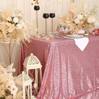 SquarePie Sequin Tablecloth 60 x 120 Inch Fuchsia Pink Sparkly Table Linen for Wedding Party