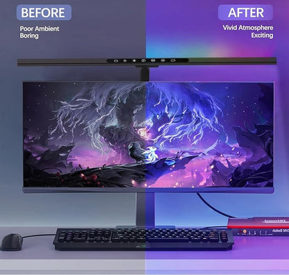 2-in-1 Desk Lamp with RGB Backlight,Architect Desk Lamps for Home Office,24W Tall Desk Lamp with Clamp,60"Timer,25 Lighting Modes,Eye Protection Swing Arm Lamp for Home/Office/Gaming/Study