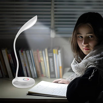 LED Gooseneck Desk Lamp, Office Desktop Lamp 3 Dimming Level, Touch Control, Battery Charging Table Lamp Adjustable Study Desk Lamp, Energy Saving Lamp Reading Light