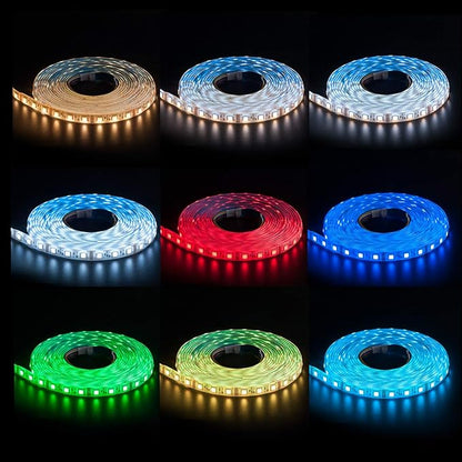 BTF-LIGHTING RGBCCT 5 Colors in 1 LED Tape Lights 5050SMD RGBWW RGB+Dimmable Color Temperature 2700K-6500K 16.4ft 96LED/m 480LED IP65 DC12V Black PCB for Home Decoration(No Adapter or Controller)