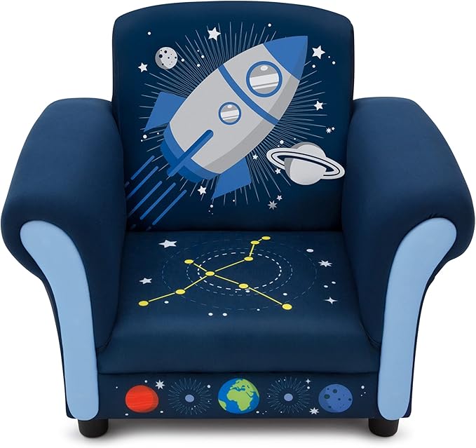 Delta Children Space Adventures Kids Upholstered Chair, Blue