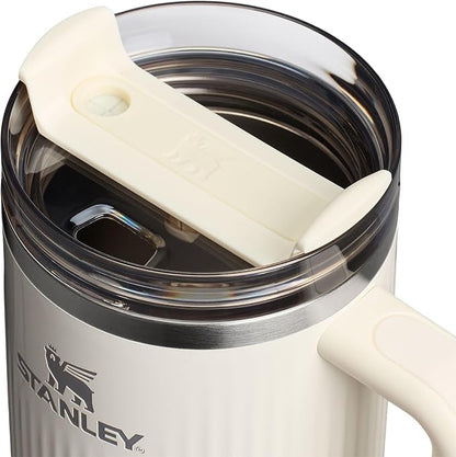 STANLEY Quencher H2.0 Tumbler with Handle and Straw 40 oz | Flowstate 3-Position Lid | Cup Holder Compatible for Travel | Insulated Stainless Steel Cup | BPA-Free | Fluted Cream Gloss