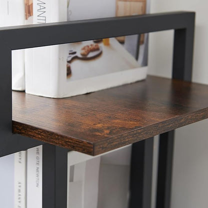 4-Tier Bookshelf-Industrial Bookcase, Rustic Open Book Shelf, Vintage Freestanding Bookshelves, Metal Frame and Solid Wood, Living room, Office, Bedroom Storage