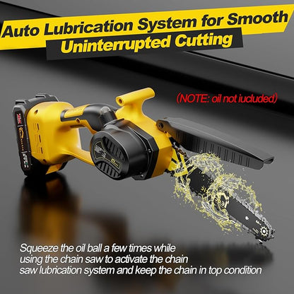 Mini Chainsaw 6 Inch Cordless, Brushless Small Chainsaw Battery Powered with 2 Batteries, Handheld Chain saw for Tree Trimming, Wood Cutting, Home Garden DIY, Best Gifts for Dad, Women
