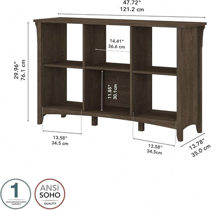 Bush Furniture BSH24462958 Salinas 6-Shelf 30-Inch H Cube Bookcase, Ash Brown