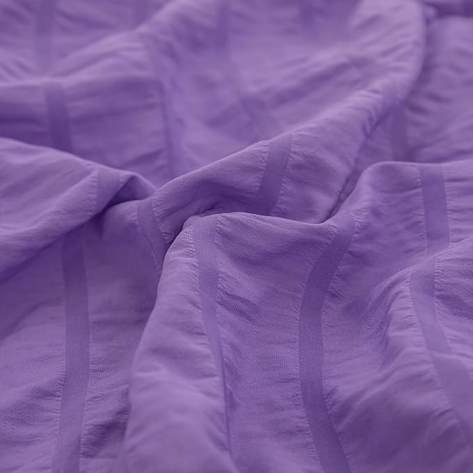 King Bed in a Bag Purple Seersucker Comforter Set 3-Pieces Microfiber Lightweight Comforter All Season Bedding Sets with 2 Pillowcases……