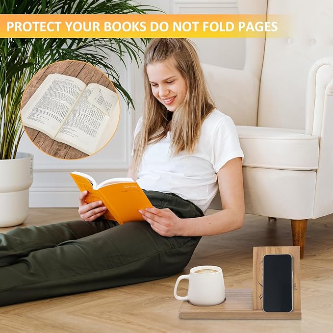 Small Bookshelf, Triangle Book Holder, Wood Short Mini Book Rest, Simple Bookcase for Bedroom Nightstand Office Desk Library or Table Centerpiece Decor for Coffee and Book Lover