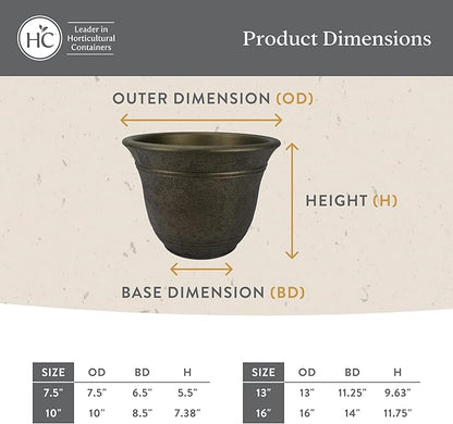 The HC Companies Sierra Round Self-Watering Pot - Lightweight Plastic Planter for Herbs & More - Durable Plant Pots for Indoor Plants & Outdoor Plants (7.5” Celtic Bronze, Pack of 1)