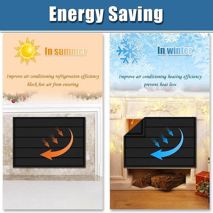 Magnetic Fireplace Blanket for Heat Loss Indoor Fireplace Covers Keep Drafts Out Stops Heat Loss Fireplace Draft Stopper with Built-in 12 Strong Magnet for Iron Fireplace Frame Fireplace Screen 45x34