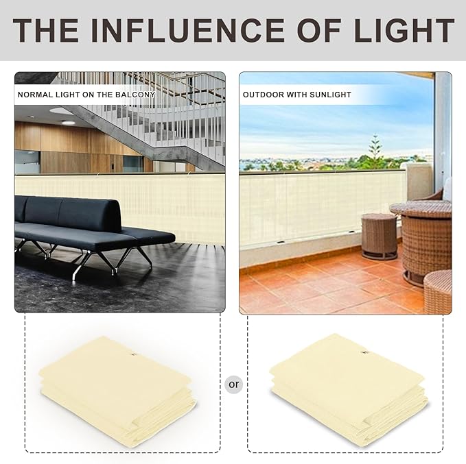 LOVE STORY Custom Size 3'x13' Butter Cream Balcony Privacy Screen,UV Block Privacy Fence Screen,90% Shield for Outdoor Pool Garden Apartment Railing