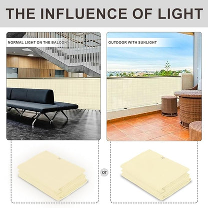 LOVE STORY Custom Size 3'x13' Butter Cream Balcony Privacy Screen,UV Block Privacy Fence Screen,90% Shield for Outdoor Pool Garden Apartment Railing