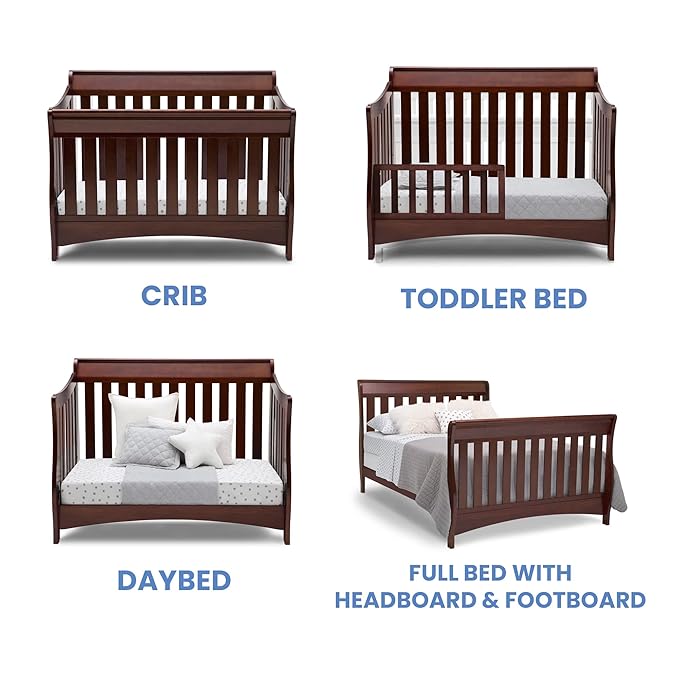 Delta Children Bentley S Series 4-in-1 Convertible Baby Crib, Chocolate