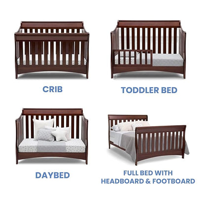 Delta Children Bentley S Series 4-in-1 Convertible Baby Crib, Chocolate