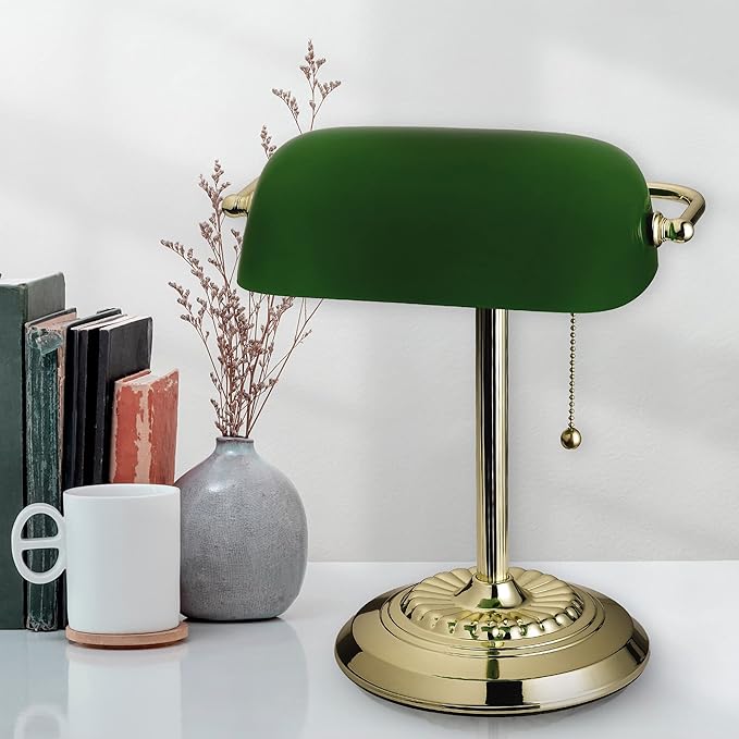 Catalina Lighting Traditional Desk Lamp, Green, Smart Home Capable for Home Office, Dorm, Apartment, Corded with Adjustable Lighting
