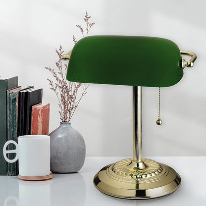 Catalina Lighting Traditional Desk Lamp, Green, Smart Home Capable for Home Office, Dorm, Apartment, Corded with Adjustable Lighting